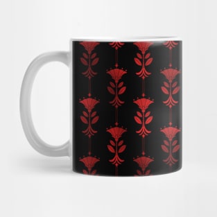 Damask Motifs in Black and Ruby Red Vintage Faux Foil Art Deco Vintage Foil Pattern Mug